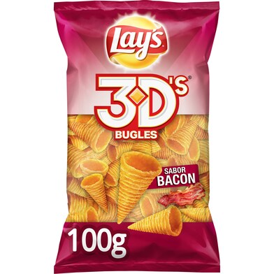 Conos de maíz sabor bacon Lay's 3D's bolsa 100 g-0 Conos de maíz sabor bacon Lay's 3D's bolsa 100 g-0