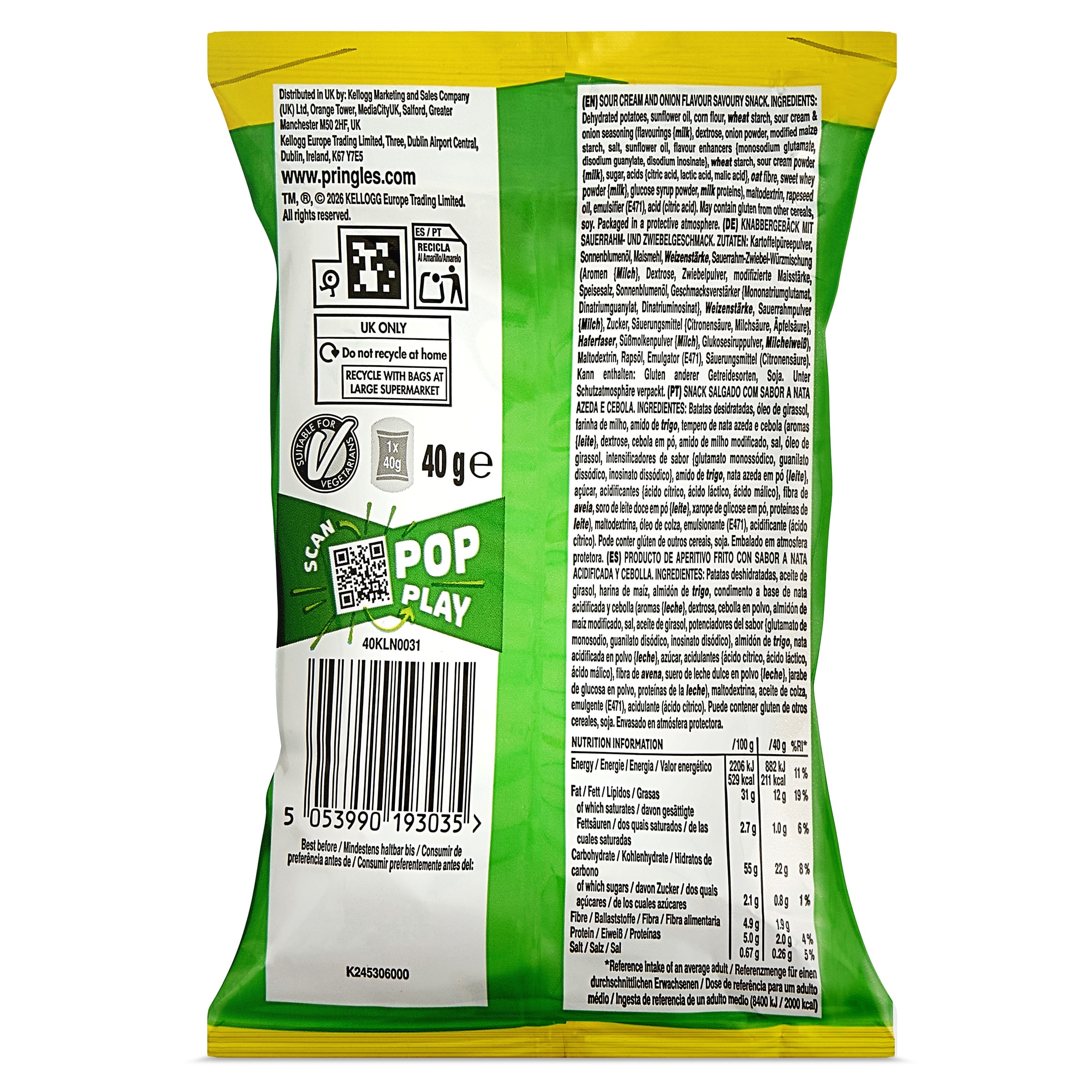 Pringles sour cream & onion mini 40 g