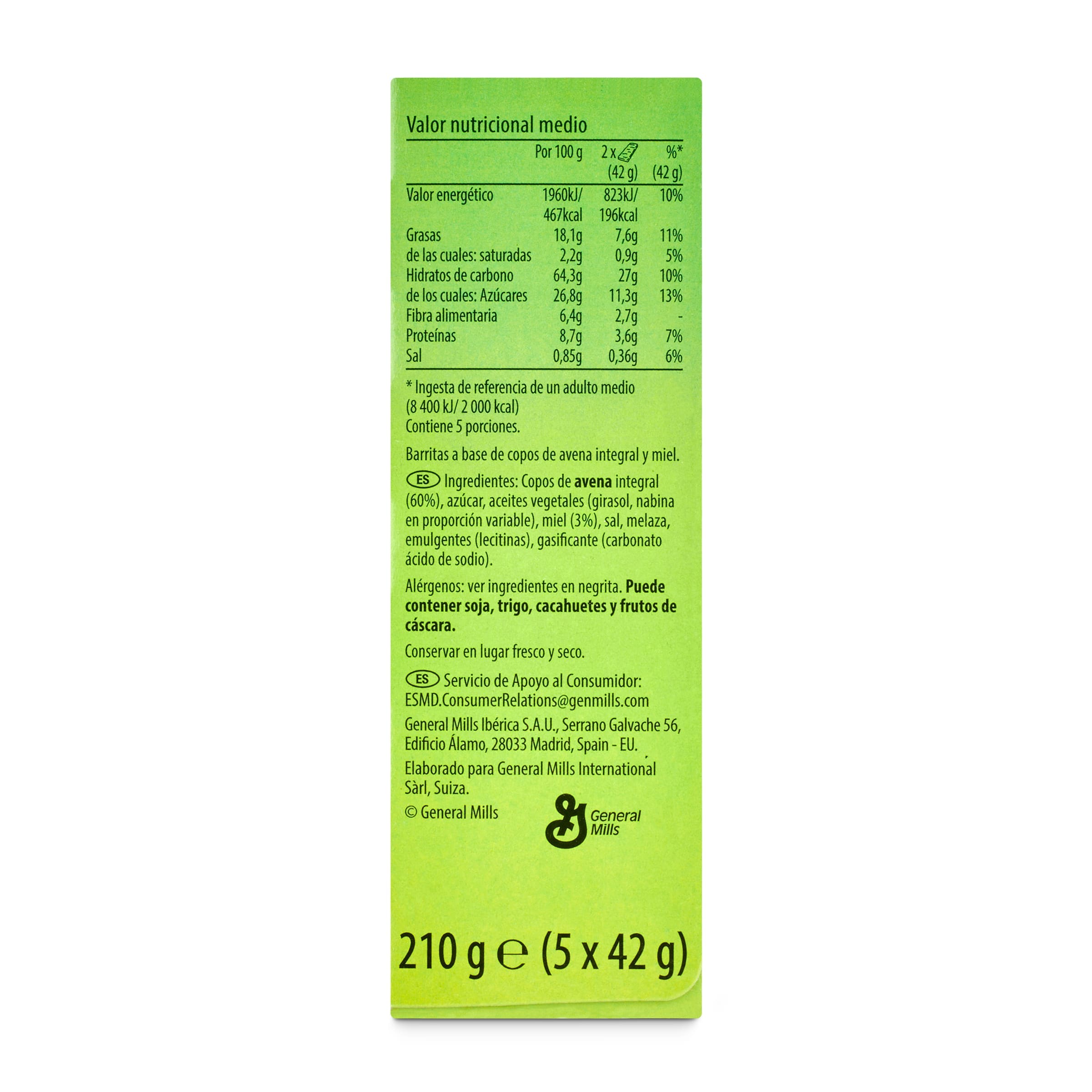 Barritas de cereales de avena y miel crunchy Nature Valley 210 g