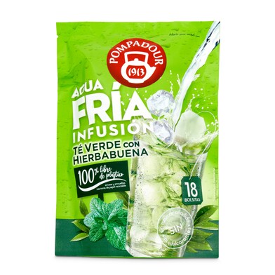Té verde con hierbabuena agua fría Pompadour bolsa 36 g-0 Té verde con hierbabuena agua fría Pompadour bolsa 36 g-0