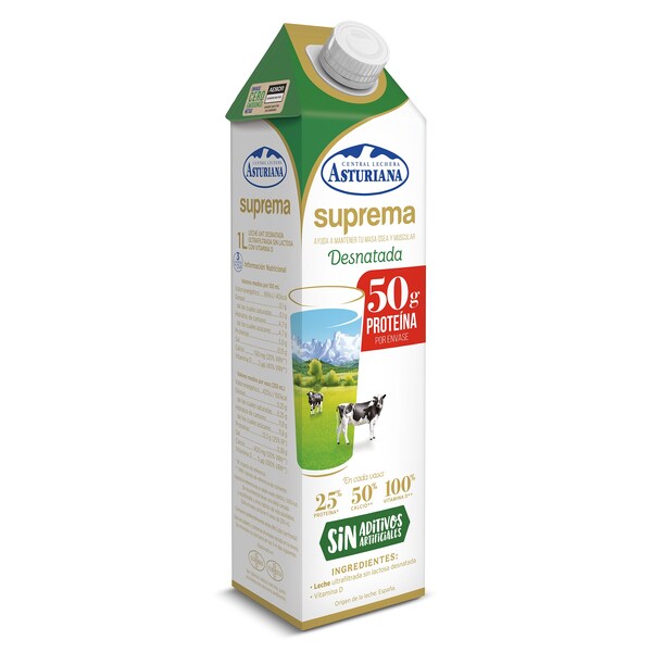 Leche Desnatada Asturiana Suprema Botella 1 L.