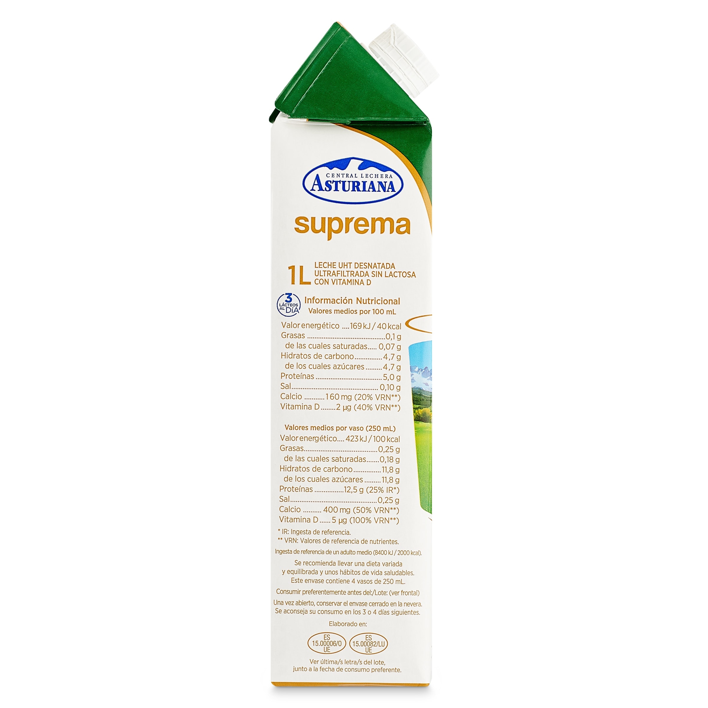 Leche desnatada suprema Asturiana 1 L