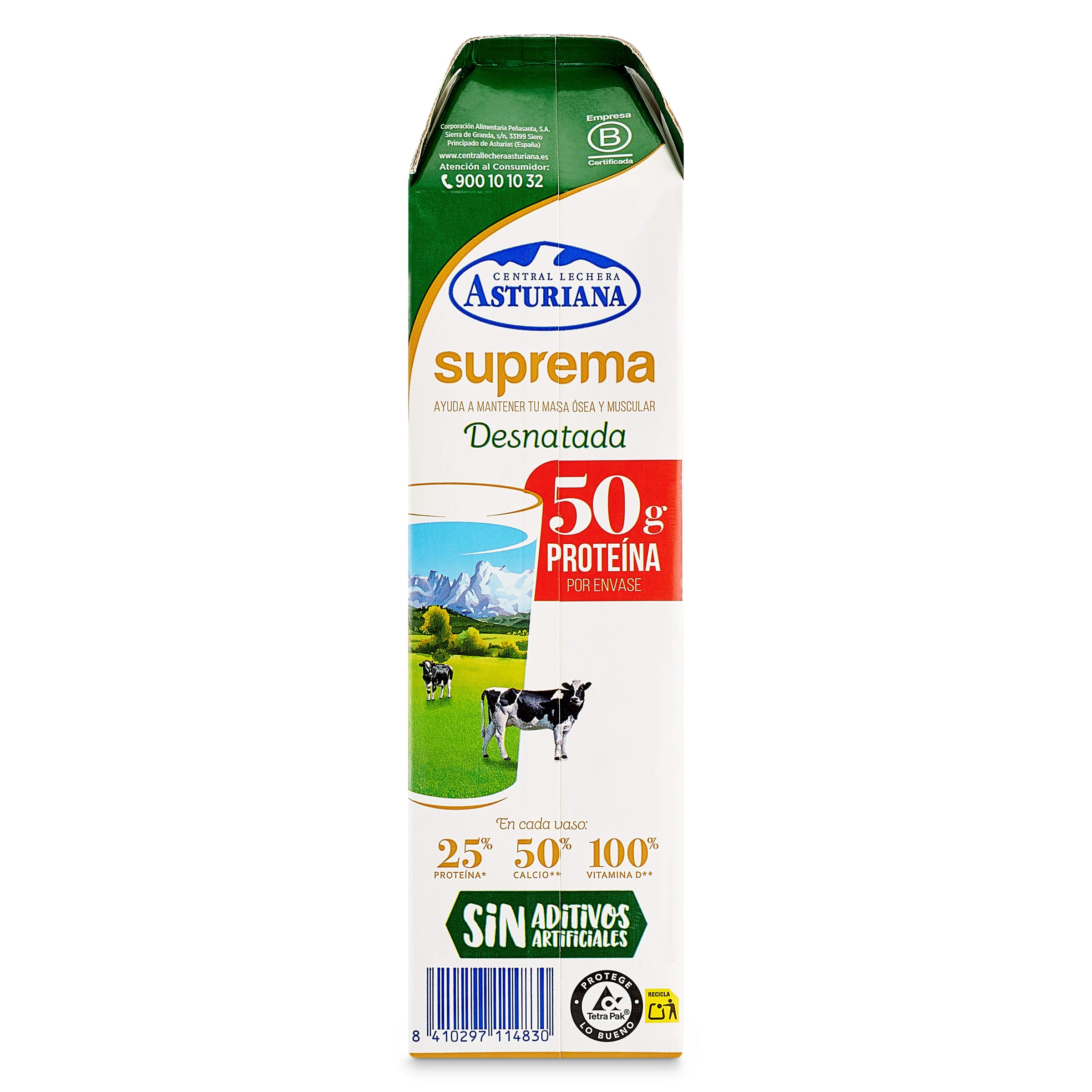 Leche desnatada suprema Asturiana 1 L