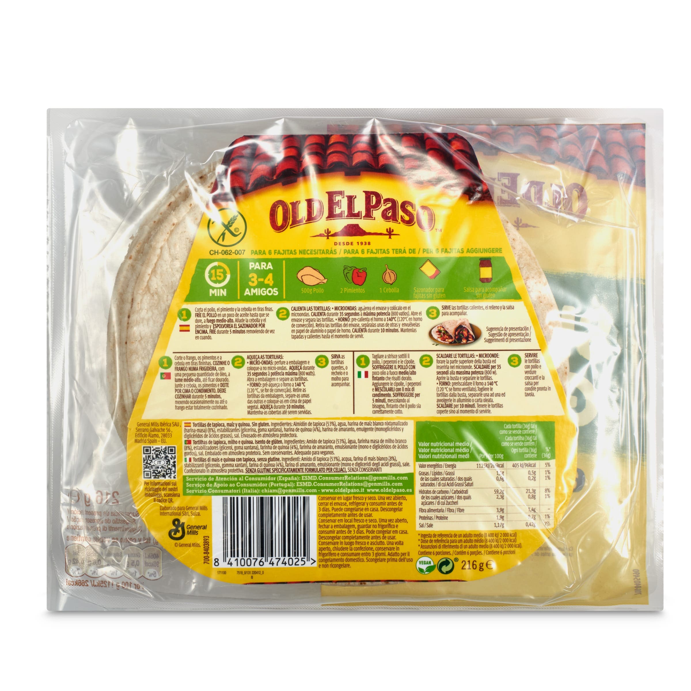Tortillas sin gluten Old El Paso 216 g