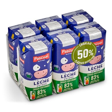 Leche entera Pascual brik 6 x 200 ml-0 Leche entera Pascual brik 6 x 200 ml-0