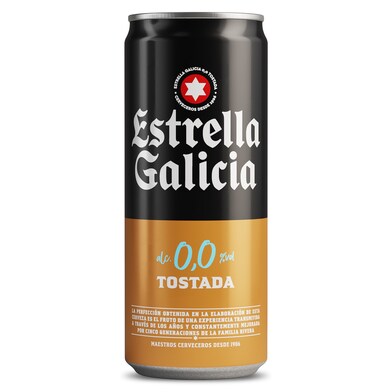 Cerveza tostada 0,0% alcohol Estrella Galicia lata 33 cl-0