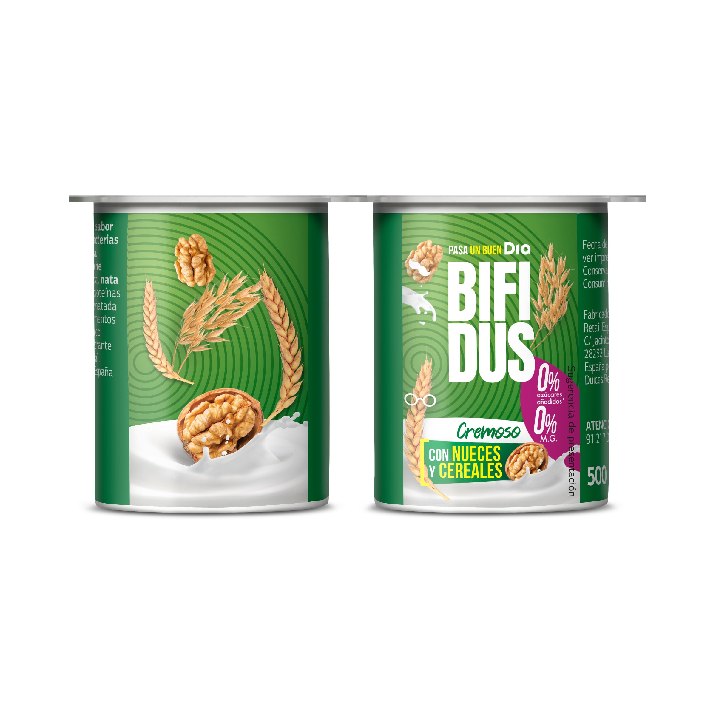 Bífidus con nueces y cereales doble 0% Dia 4 x 125 g