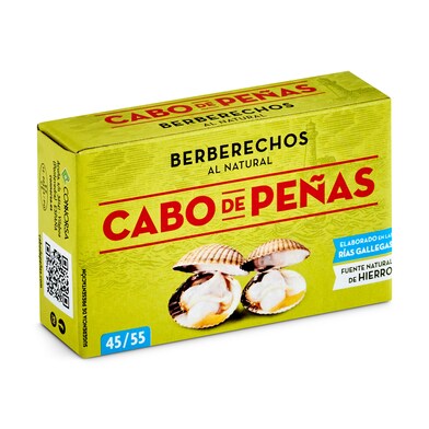 Berberechos al natural 45/55 piezas Cabo de Peñas lata 63 g-0 Berberechos al natural 45/55 piezas Cabo de Peñas lata 63 g-0