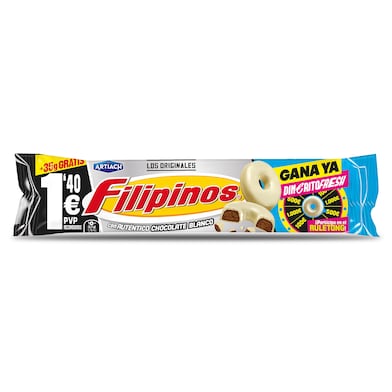 Roscos de galleta con chocolate blanco Artiach Filipinos bolsa 93 g + 35 g gratis-0