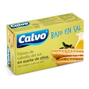 Filetes de caballa en aceite de oliva bajo en sal Calvo lata 82 g