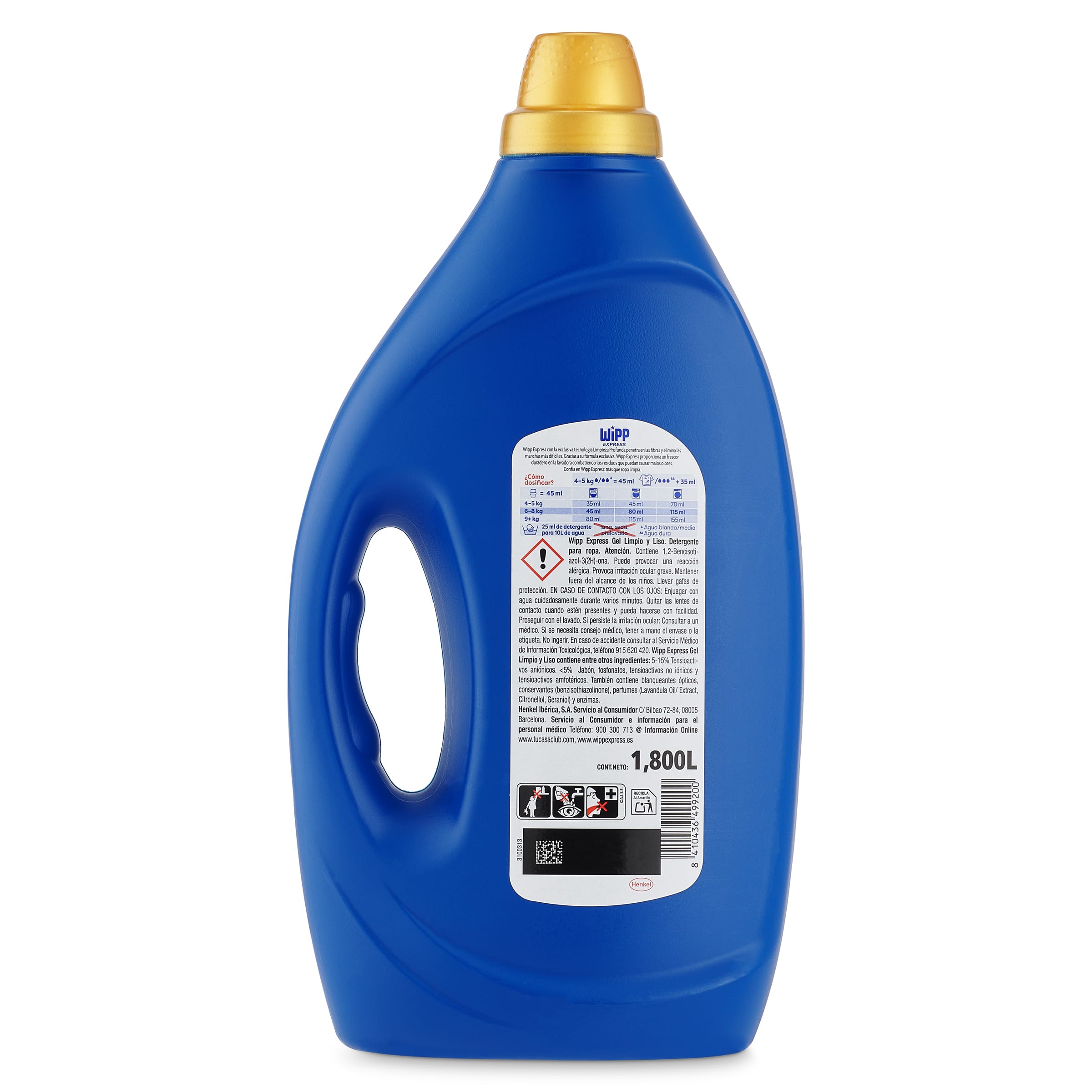 Detergente líquido liso y limpio Wipp Express 40 lavados