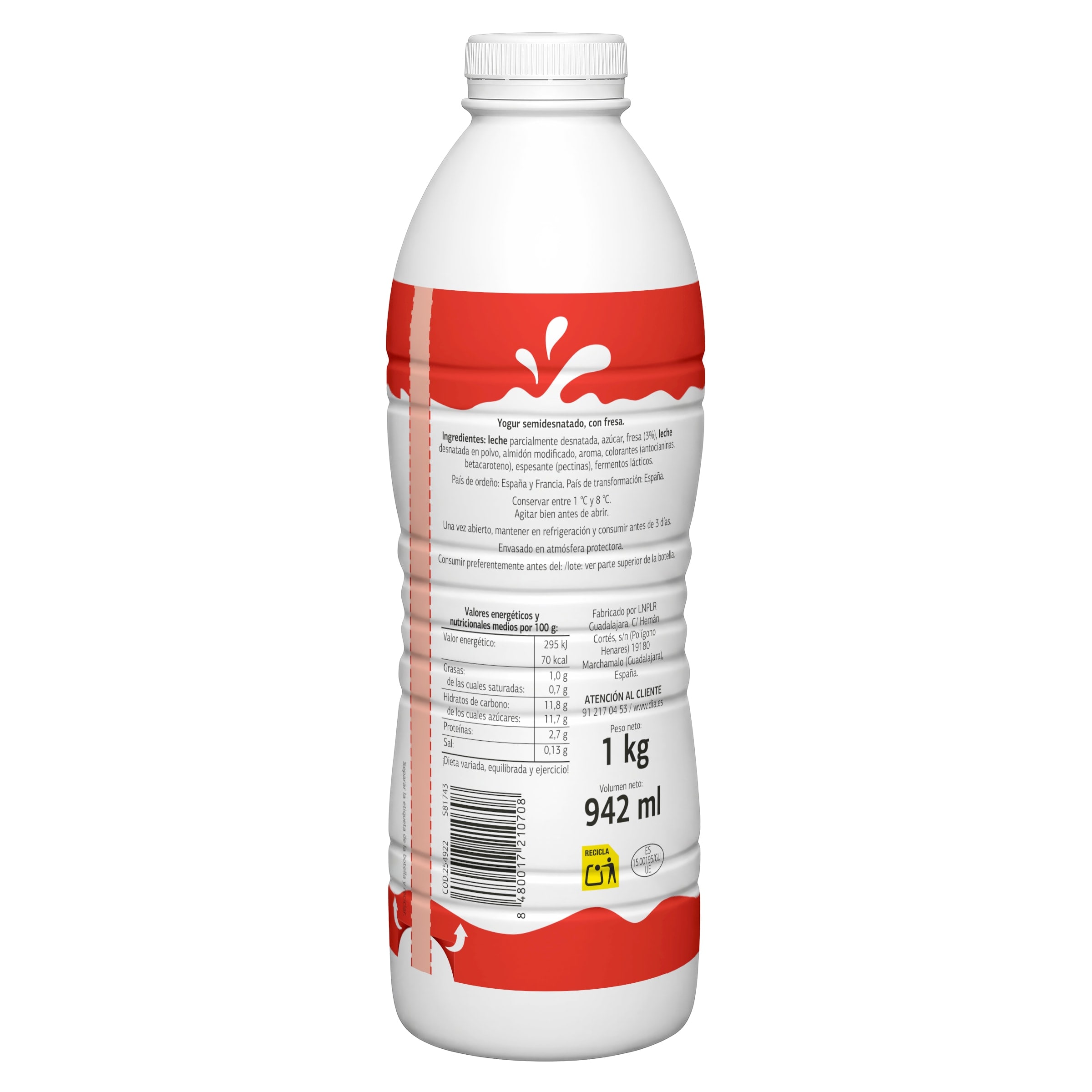 Yogur líquido sabor fresa Dia Láctea 1 Kg