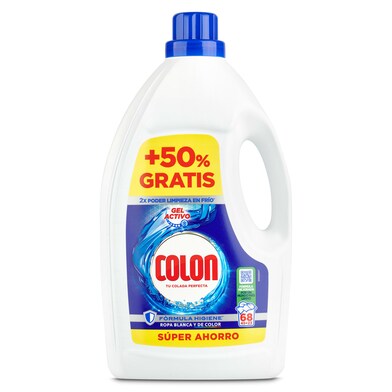 Detergente máquina líquido gel azul activo Colon botella 45 lavados-0