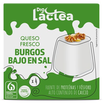 Queso fresco bajo en sal DIA LACTEA pack 4 unidades TARRINA 250 GR-1 Queso fresco bajo en sal DIA LACTEA pack 4 unidades TARRINA 250 GR-1