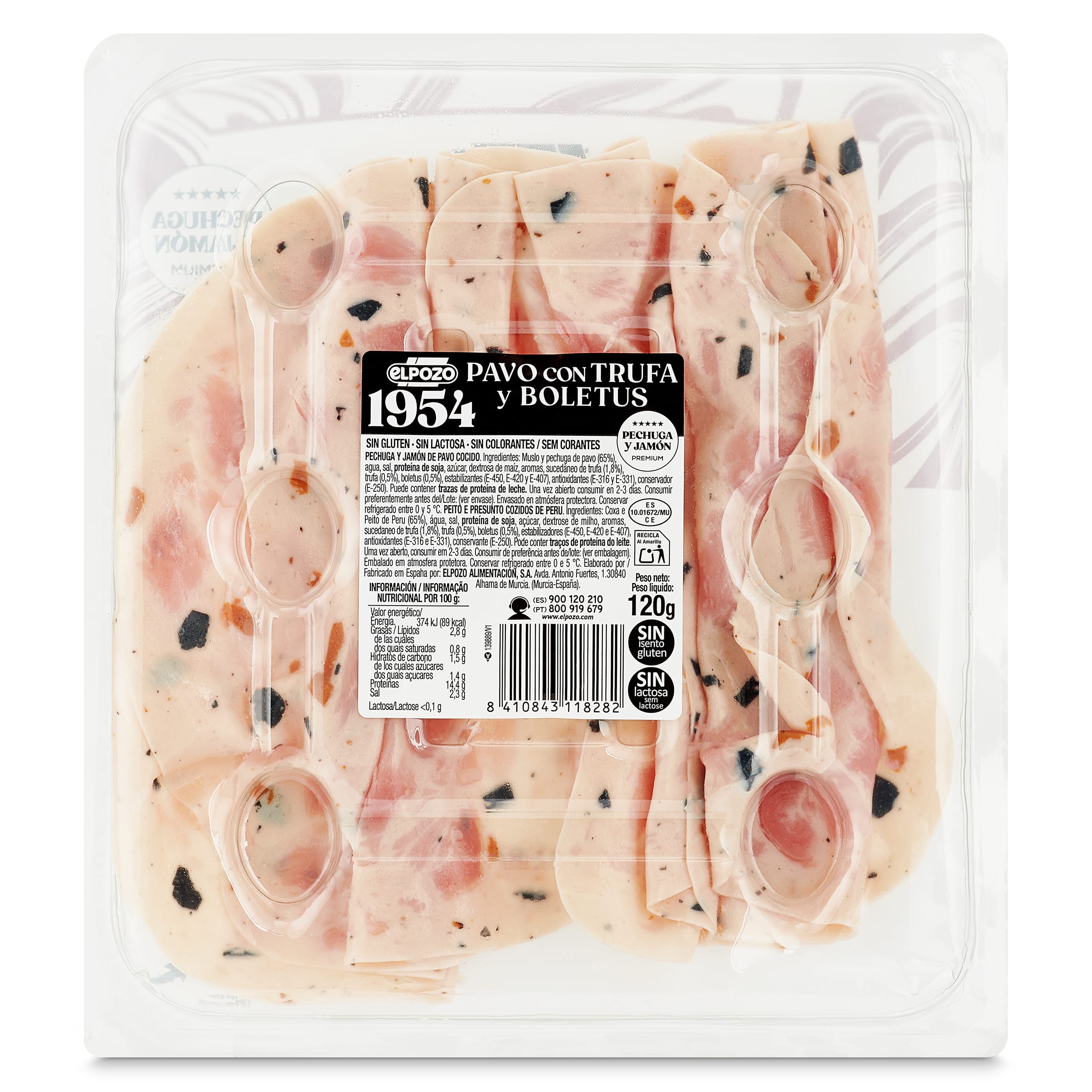Jamón de pavo con trufa y boletus Elpozo 120 g