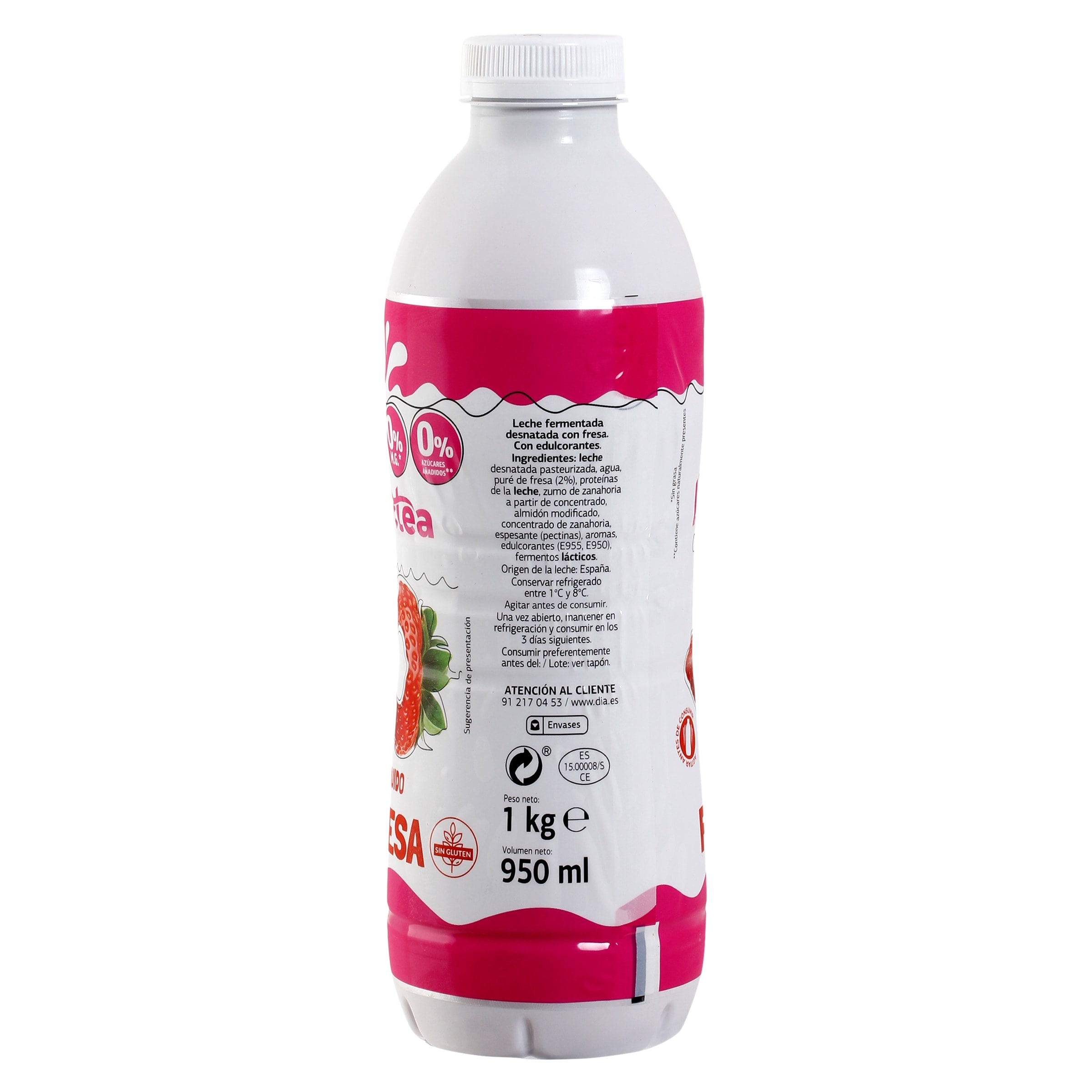 Yogur líquido de fresa desnatado Dia Láctea 1 Kg