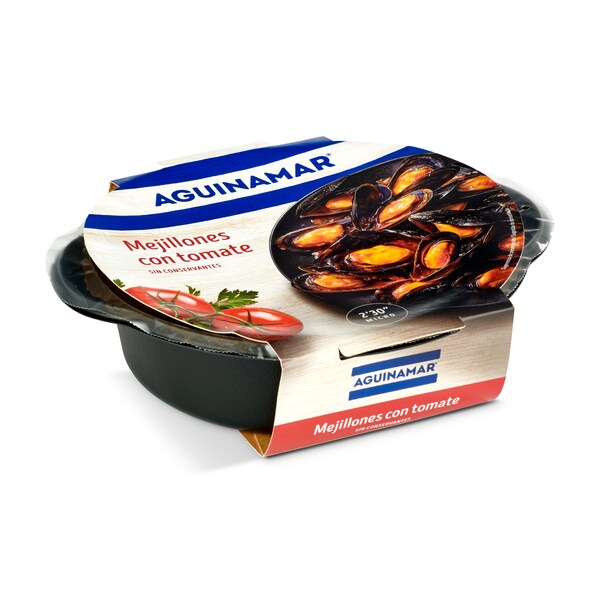 Mejillones en Salsa de Tomate Aguinamar Envase 500 Gr.