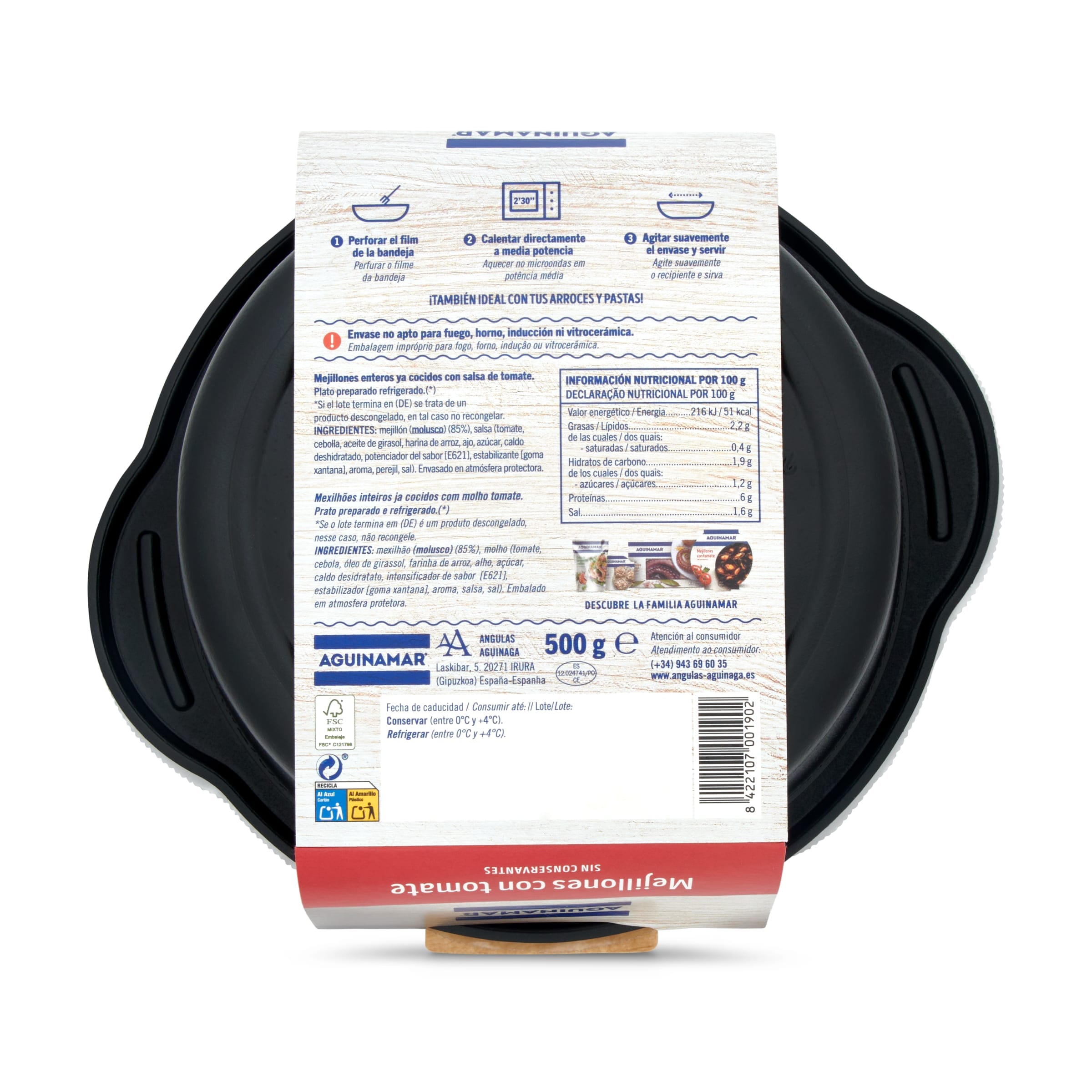 Mejillones en salsa de tomate Aguinamar 500 g