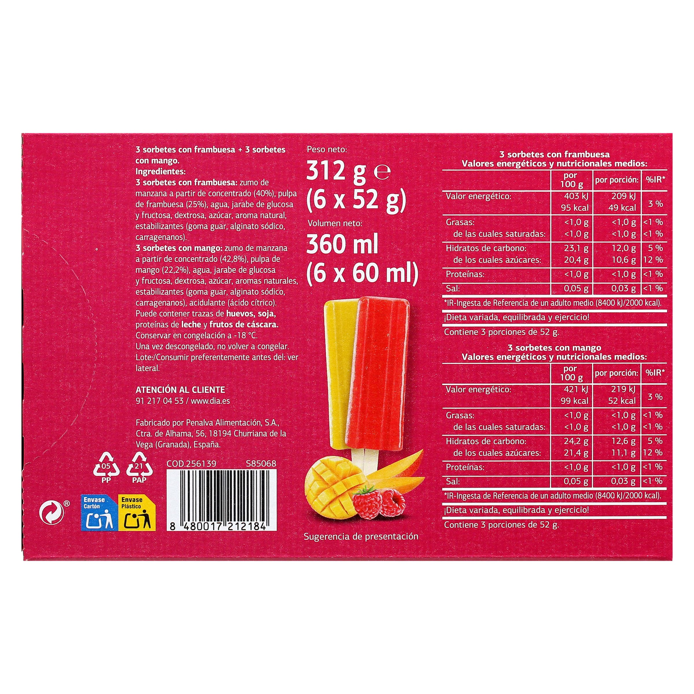 Polos smoothie de frutas 65% Dia Temptation 6 x 52 g