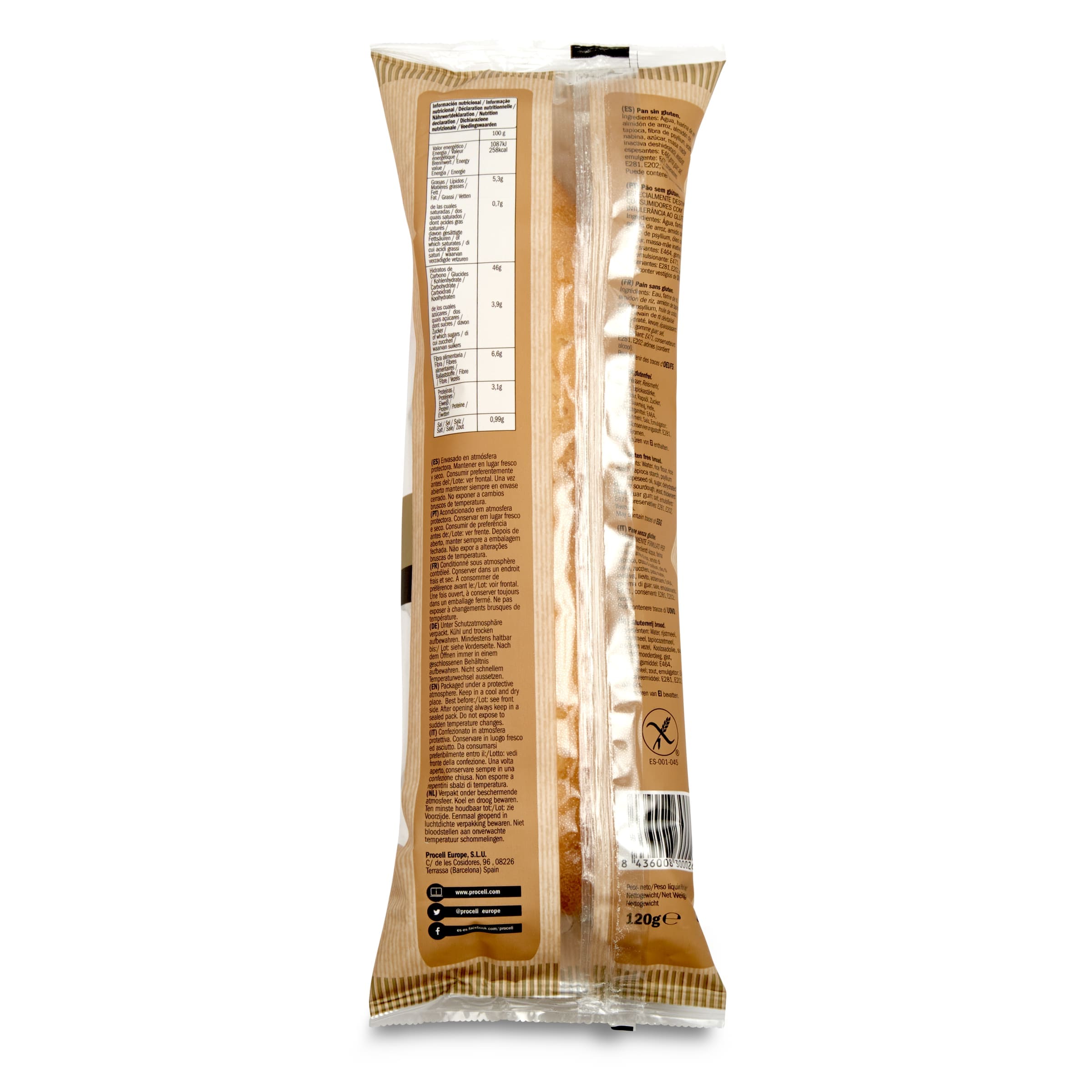 Baguette rústica sin gluten Proceli 120 g