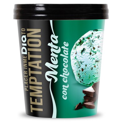 Helado de menta con virutas de chocolate TEMPTATION TARRINA 350 GR-1 Helado de menta con virutas de chocolate TEMPTATION TARRINA 350 GR-1