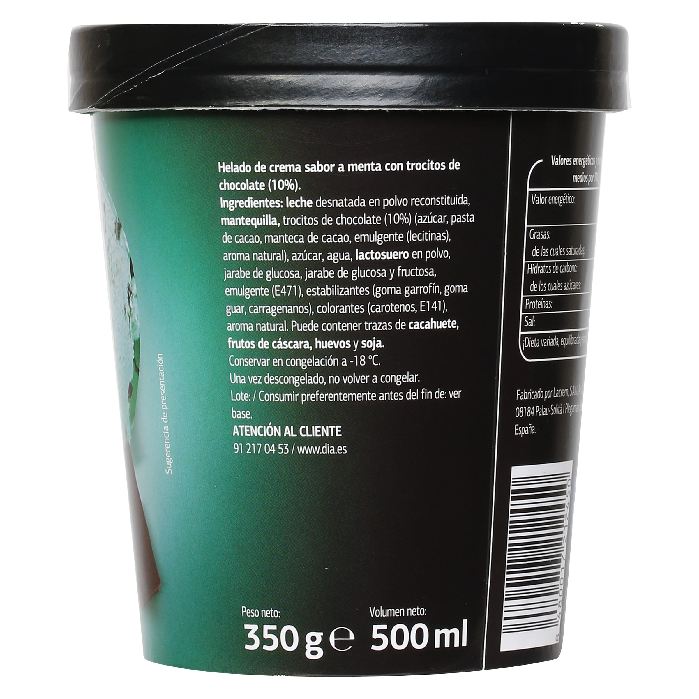 Tarrina de menta con chocolate Dia Temptation 350 g