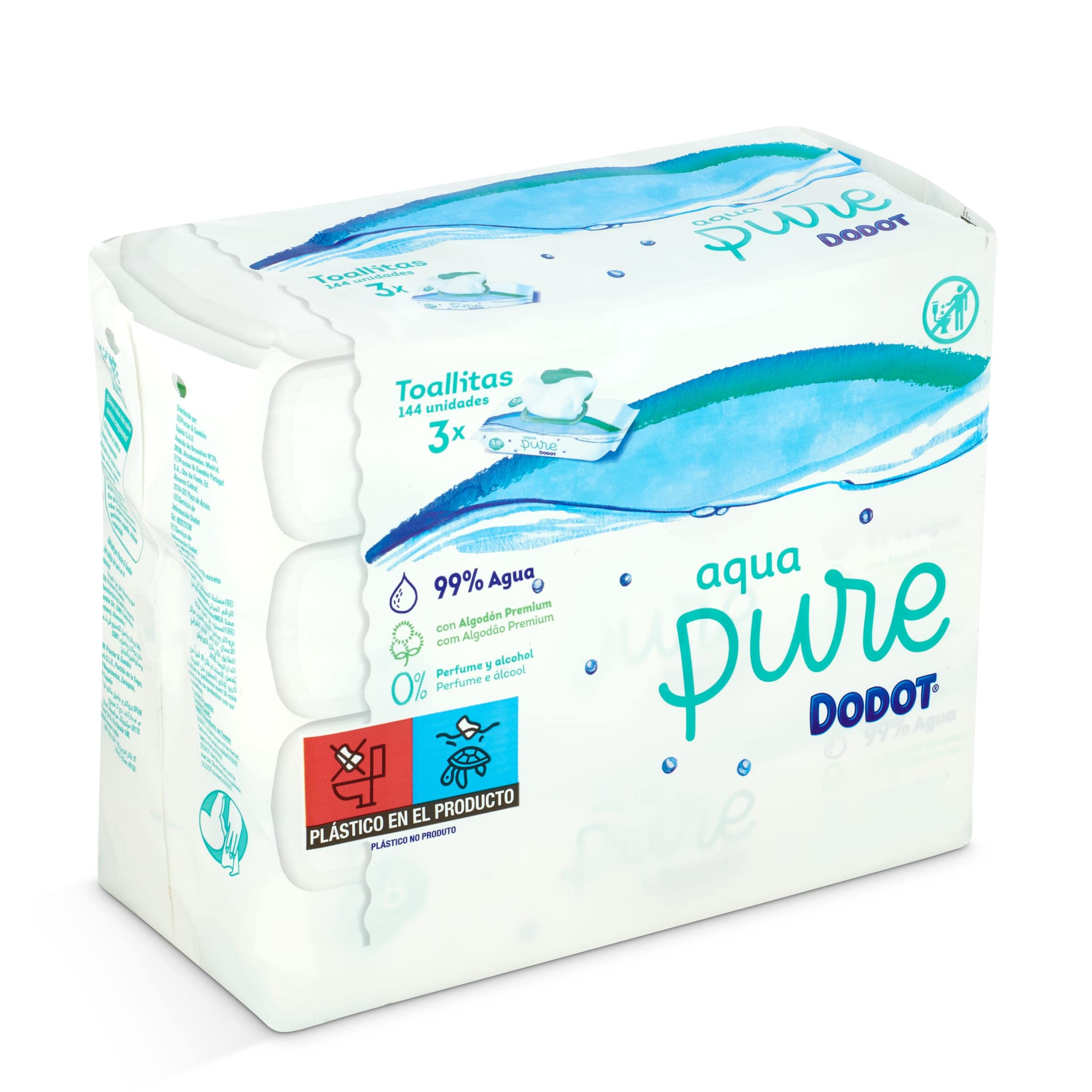 9 Envases de toallitas higiénicas Dodot Aqua Pure para bebé (9×48= 432  toallitas) por sólo 18,36€