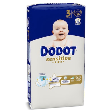 Pañales sensitive 6-10 kg talla 3 Dodot 56 unidades-0