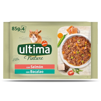 Alimento para gatos con salmón y trucha Ultima bolsa 340 g-0