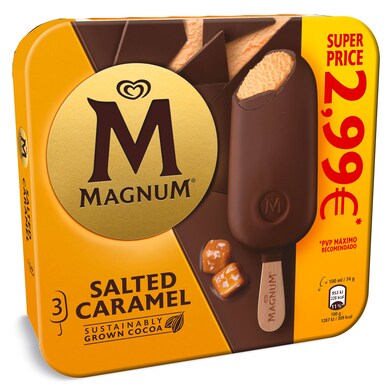 Helado bombón salted caramel 3 unidades Magnum caja 222 g-0 Helado bombón salted caramel 3 unidades Magnum caja 222 g-0