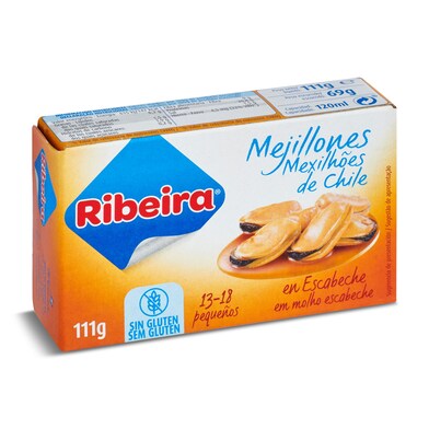 Mejillones en escabeche 13/18 piezas Ribeira lata 69 g-0 Mejillones en escabeche 13/18 piezas Ribeira lata 69 g-0