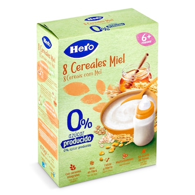 Papilla 8 cereales miel sin azúcares añadidos Hero Baby caja 410 g