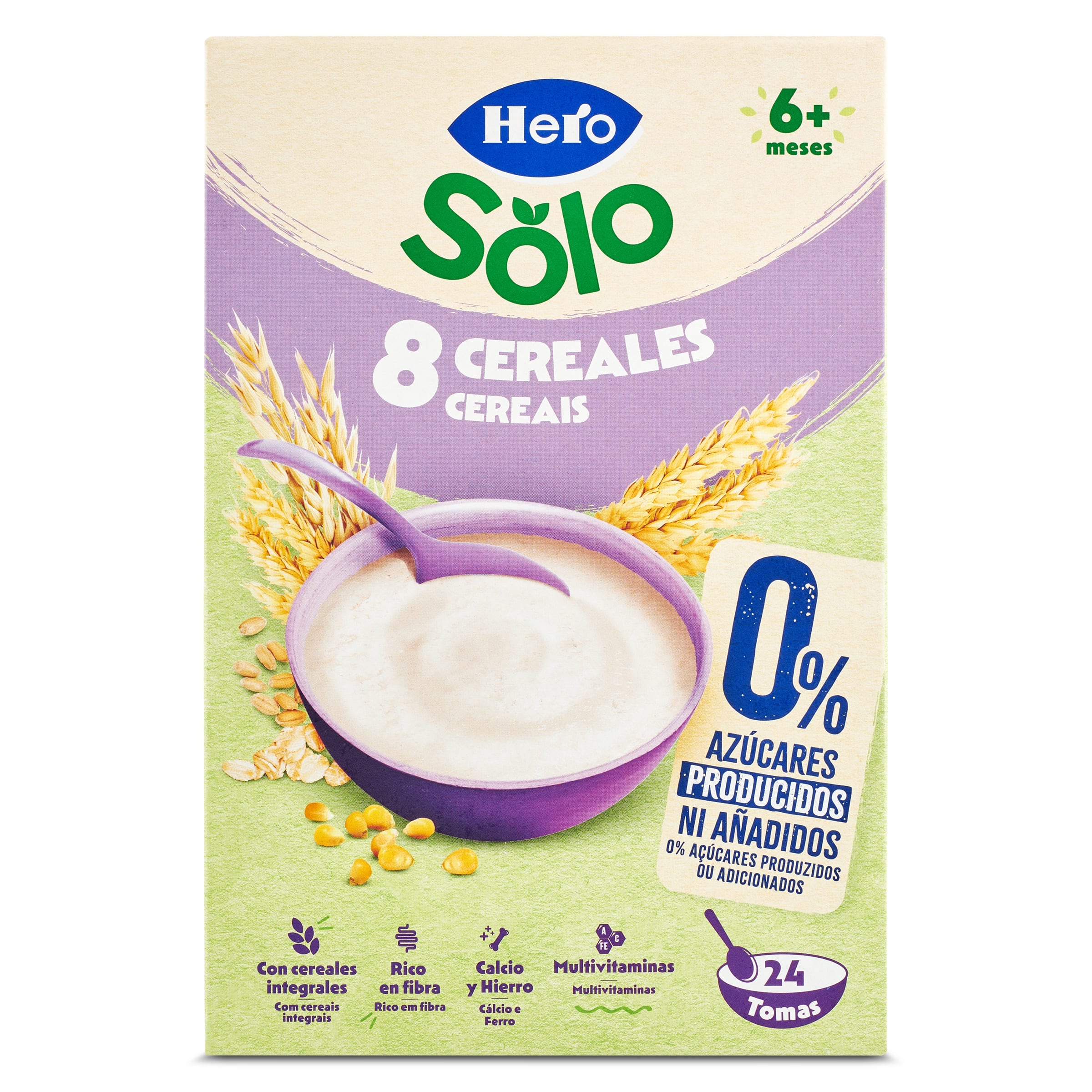 Papilla 8 cereales sin azúcares añadidos Hero Baby 410 g
