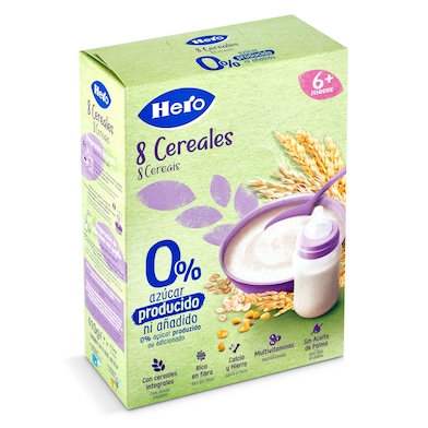 Papilla 8 cereales sin azúcares añadidos Hero Baby caja 410 g-0