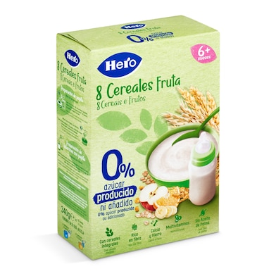 Papilla 8 cereales fruta 0% azúcares añadidos Hero Baby caja 340 g-0