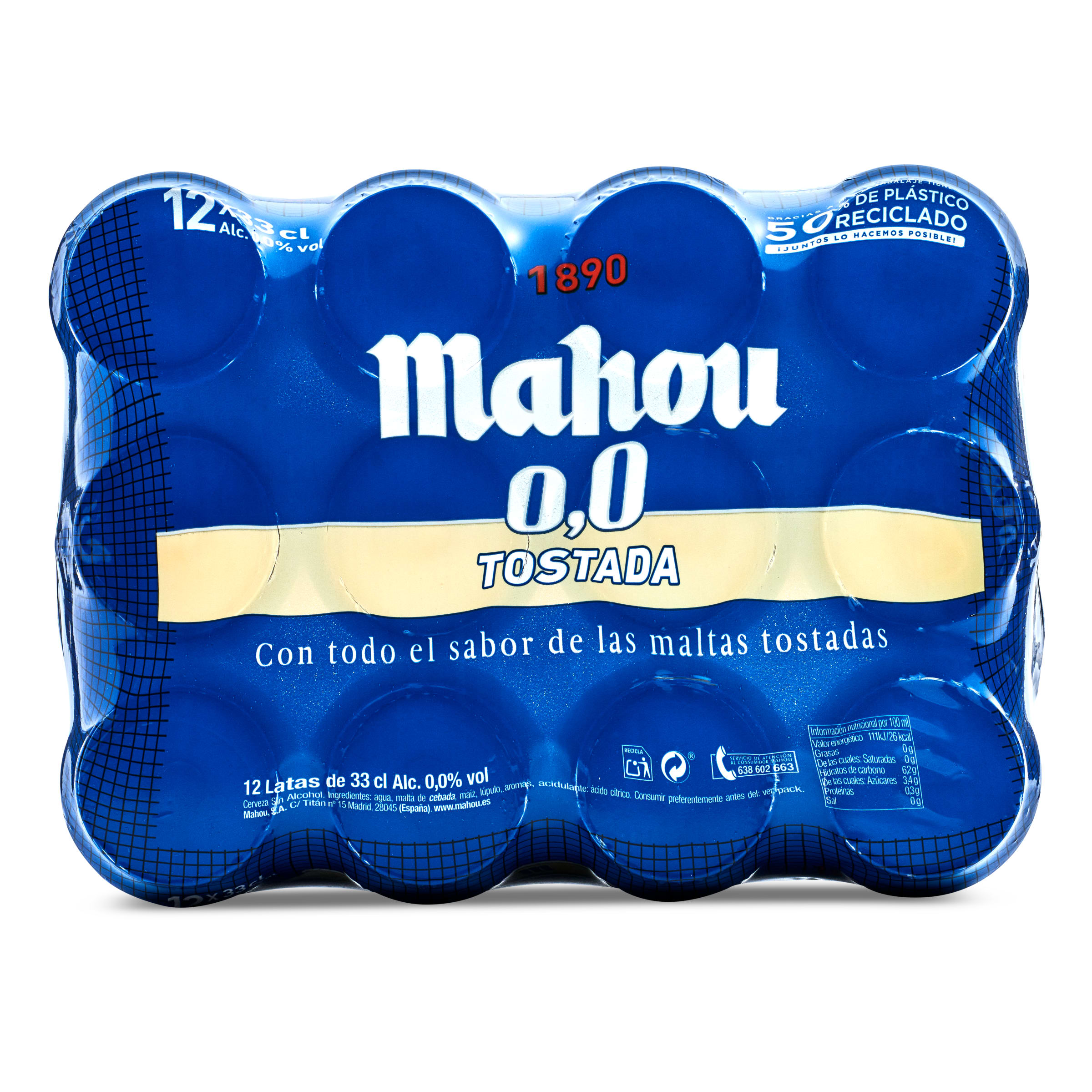 Cerveza tostada 0,0% alcohol Mahou lata 12 x 33 cl - Supermercados DIA