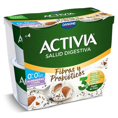 Bífidus desnatado con semillas chía y almendras Activia pack 4 x 115 g-0