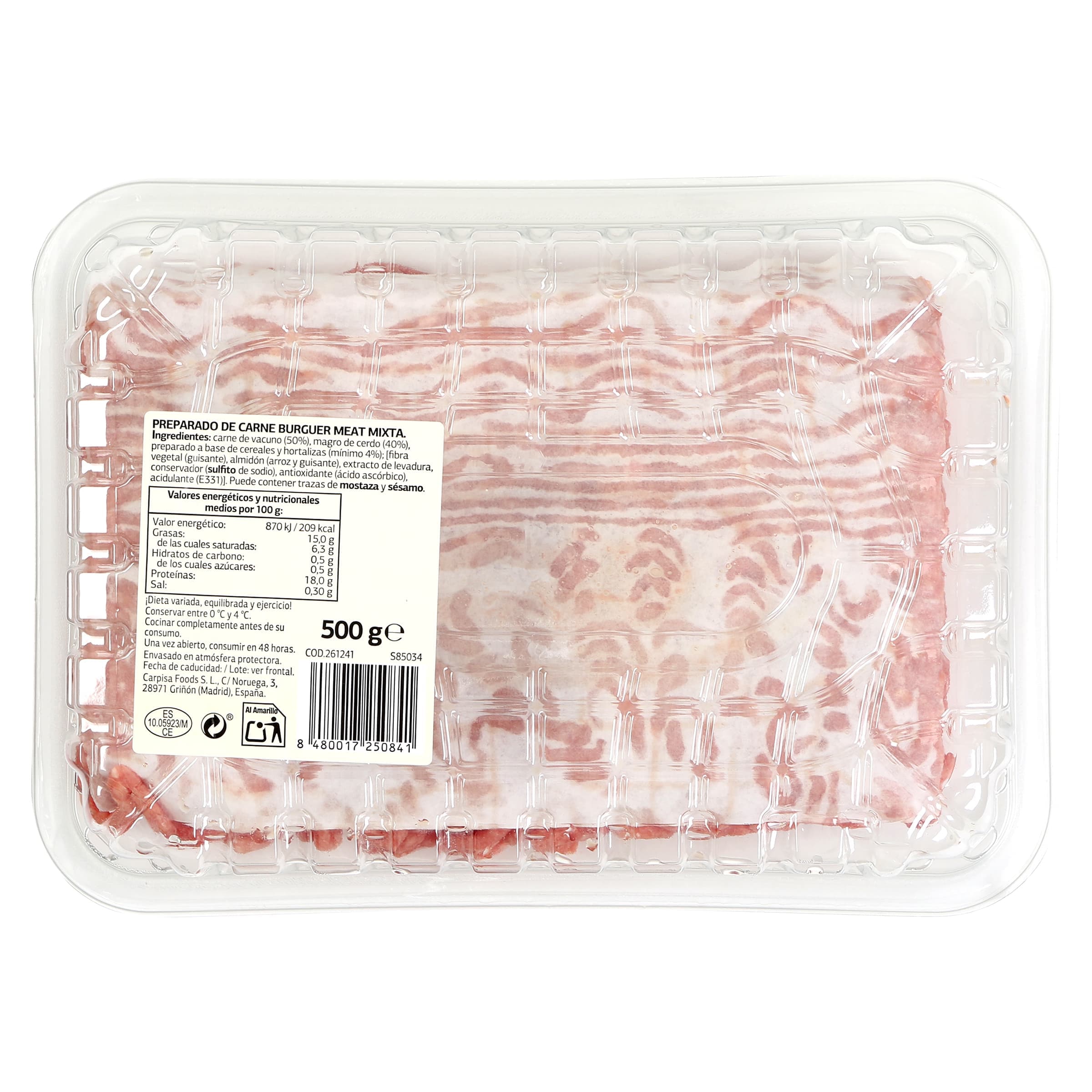 Carne picada de vacuno y cerdo Selección de Dia 500 g