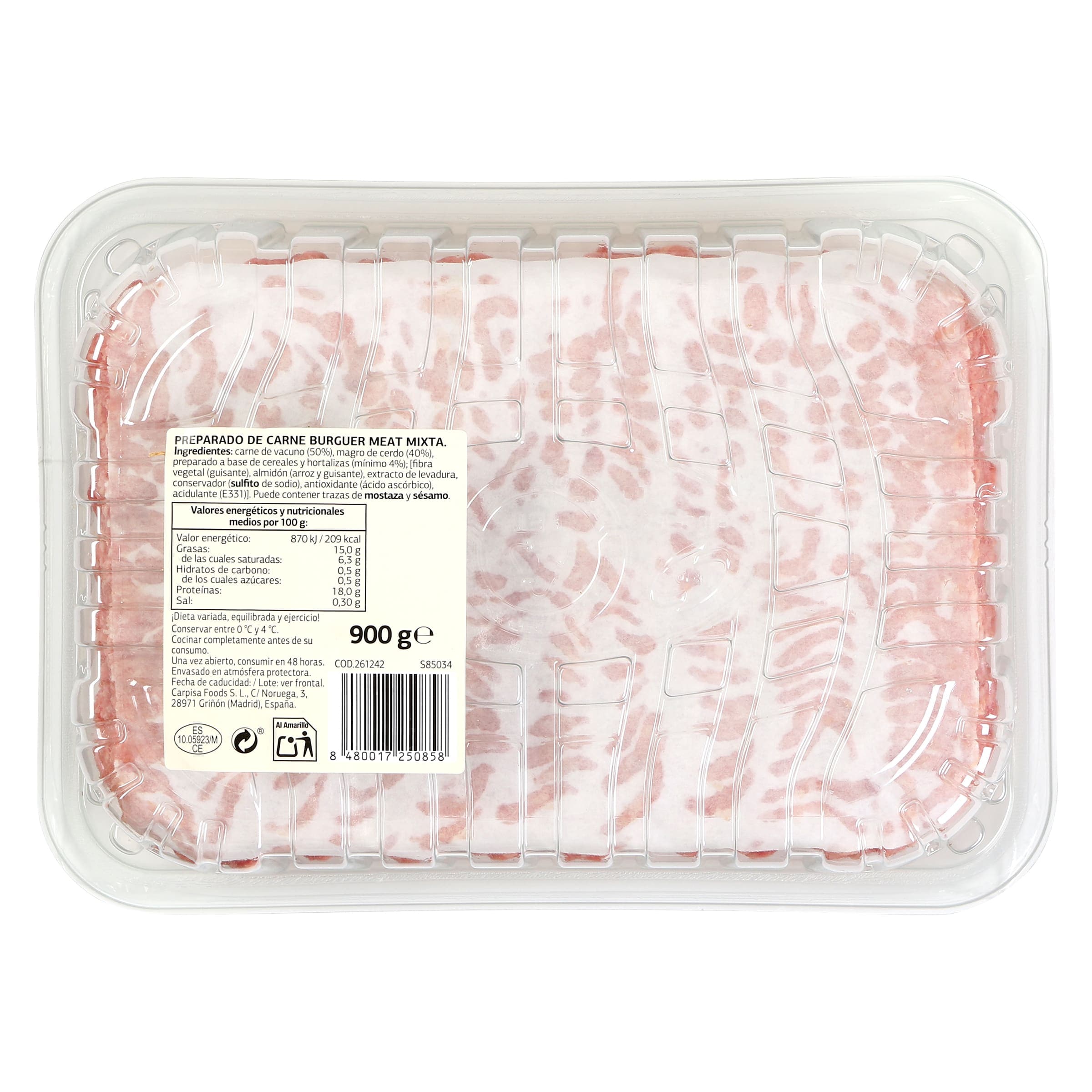 Carne picada de vacuno y cerdo Selección de Dia 900 g