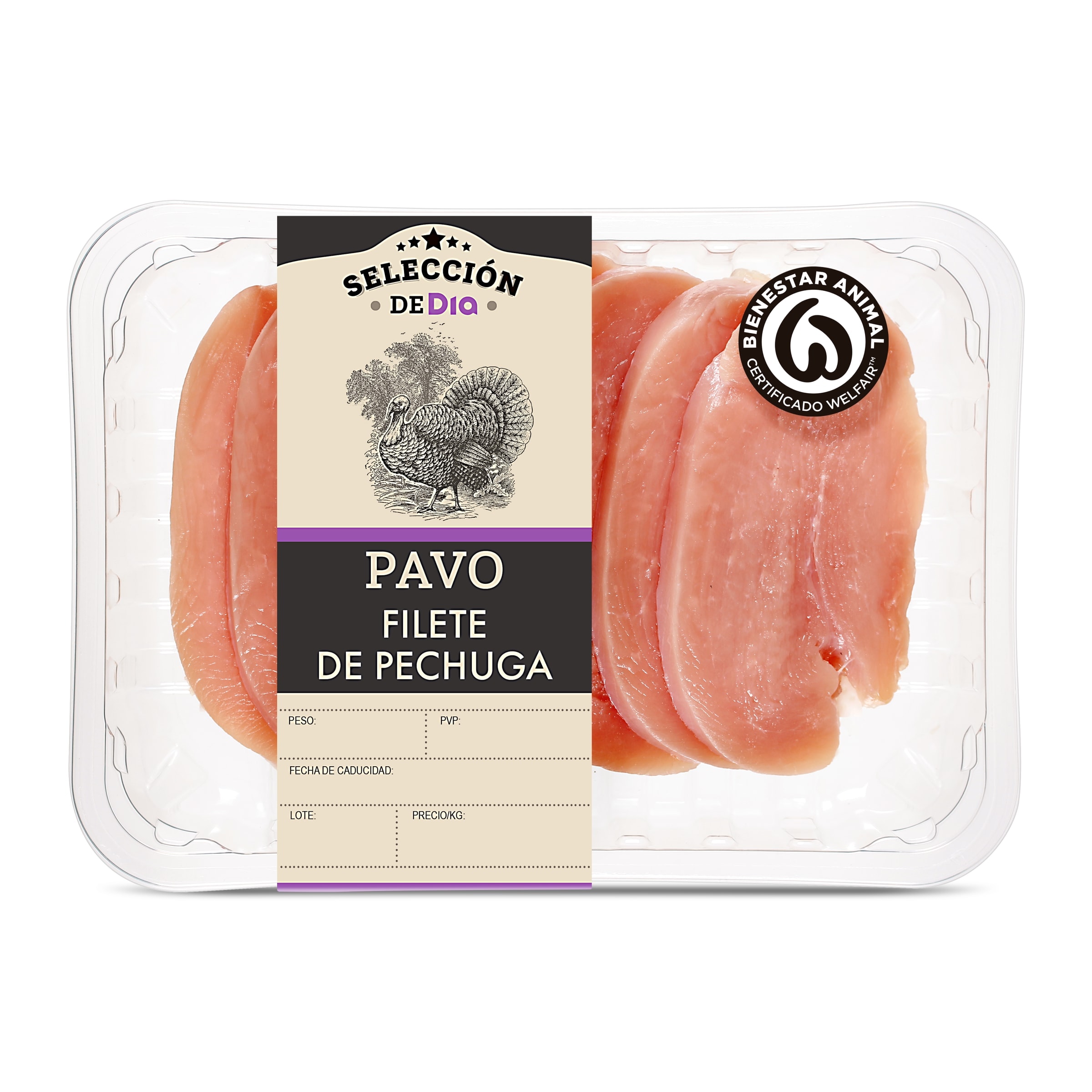 Filetes de pechuga de pavo Selección de Dia 700 g aprox.