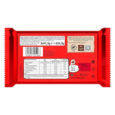 Chocolatina NESTLE  pack 3 unidades BOLSA 124.5 GR-1