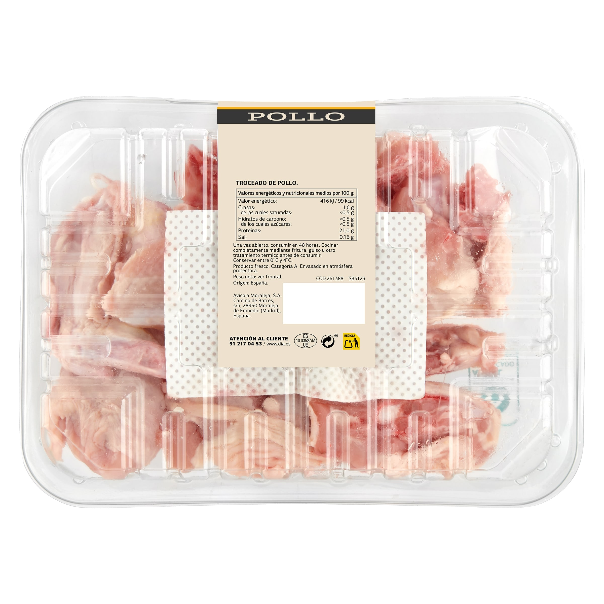 Medio pollo troceado Selección de Dia 900 g aprox.