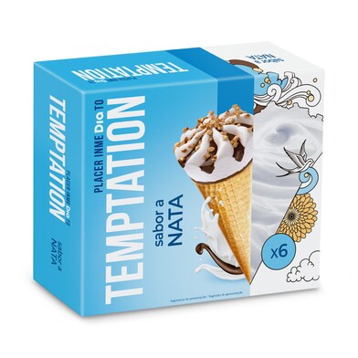 Helado cono sabor nata Temptation de Dia caja 408 g-0 Helado cono sabor nata Temptation de Dia caja 408 g-0
