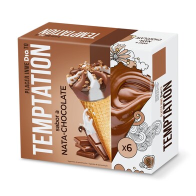Helado cono sabor nata y chocolate Temptation de Dia caja 408 g-0 Helado cono sabor nata y chocolate Temptation de Dia caja 408 g-0
