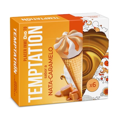 Helado cono sabor nata y caramelo Temptation de Dia caja 408 g-0