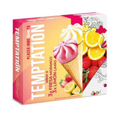 Helado cono sabor fresa y limón Temptation de Dia caja 408 g-0 Helado cono sabor fresa y limón Temptation de Dia caja 408 g-0