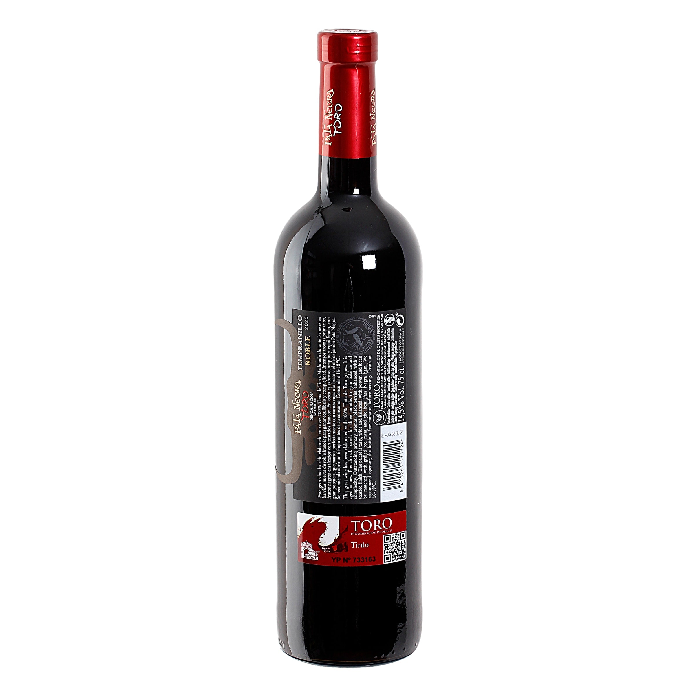 Vino tinto roble D.O. Toro Pata negra 75 cl