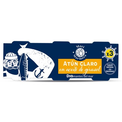Atún claro en aceite de girasol Mari Marinera lata 3 x 56 g-1 Atún claro en aceite de girasol Mari Marinera lata 3 x 56 g-1