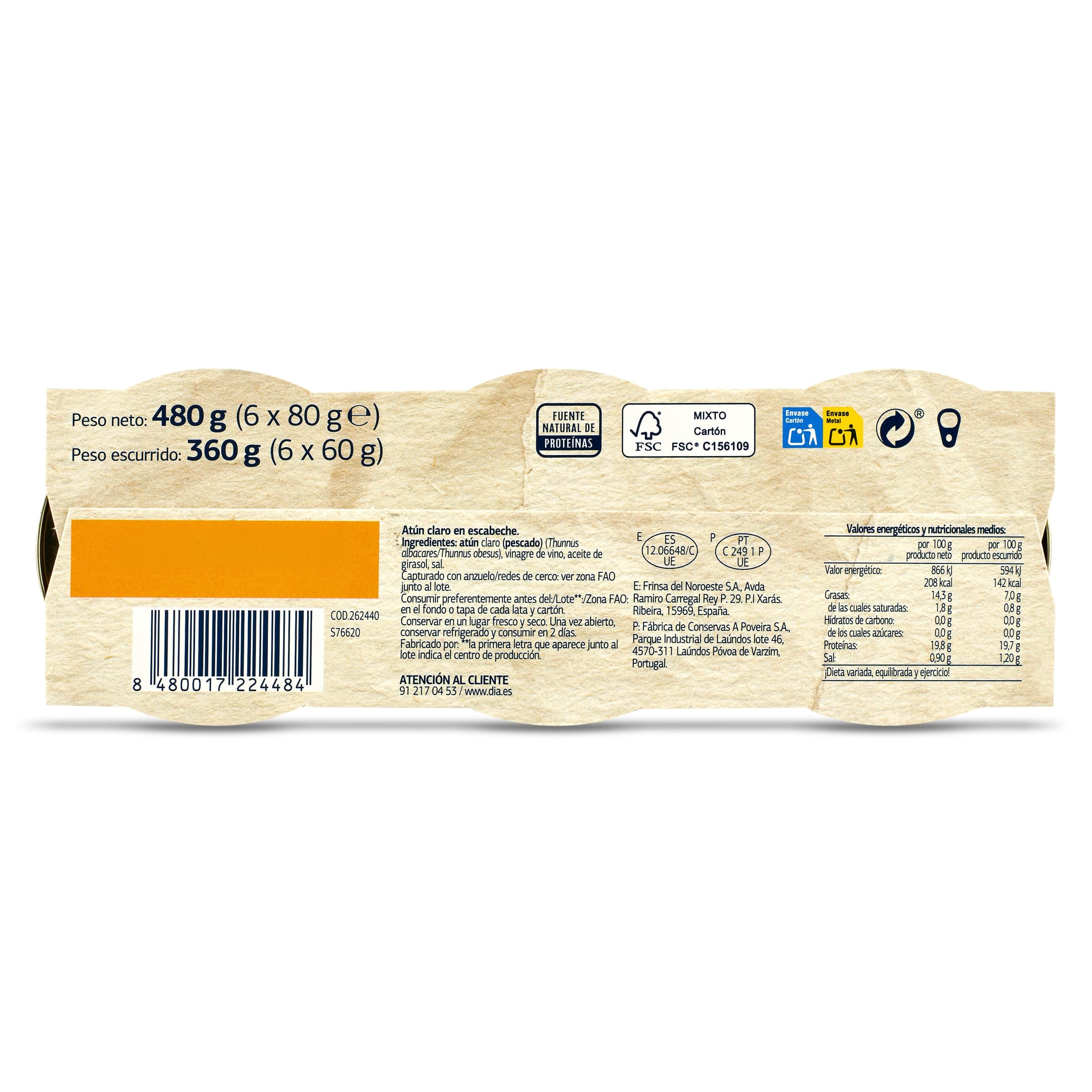 Atún claro en escabeche Dia Mari Marinera 6 x 60 g