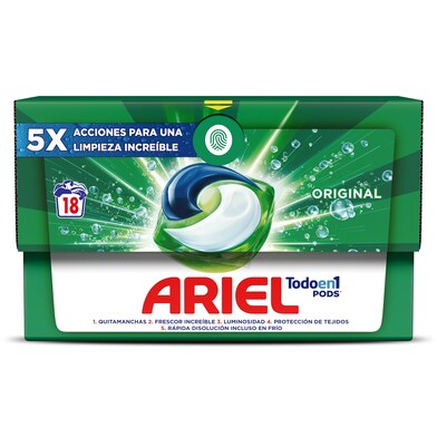 Detergente máquina 3 en 1 original Ariel caja 18 lavados-0